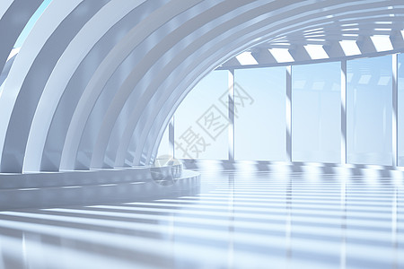 白色建筑建筑空间隧道场景设计图片