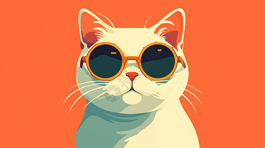 猫图片戴着墨镜的卡通大白猫插画