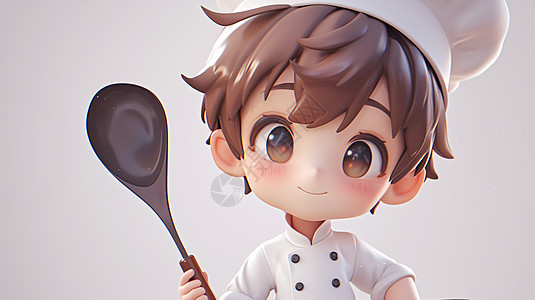 穿着厨师服装的可爱卡通小男孩图片