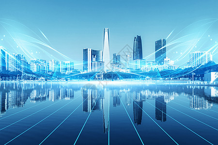创意蓝色科技城市背景图片