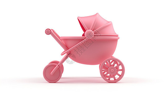 粉色婴儿车3D图片