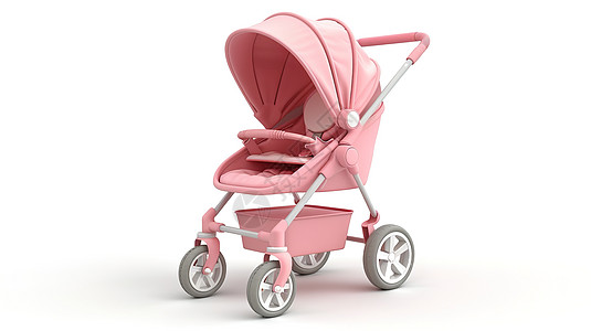 粉色的婴儿车3D图标图片