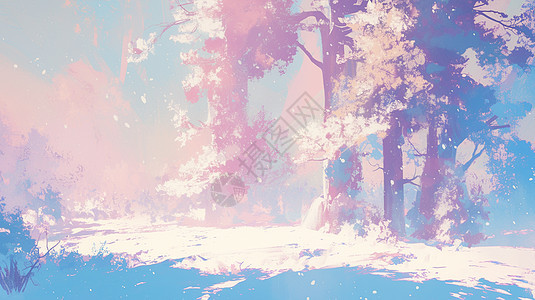 粉色梦幻的卡通森林图片