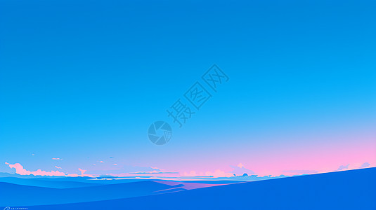 蓝蓝的天空下一片美丽寂静的卡通沙漠图片
