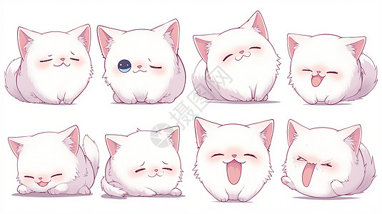 各种表情小白猫图片