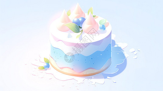 蛋糕蓝色透明3D图标图片