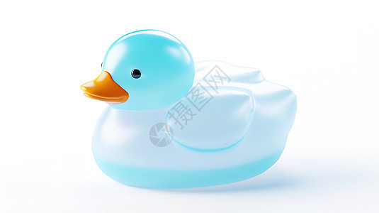 鸭子蓝色透明3D图标图片