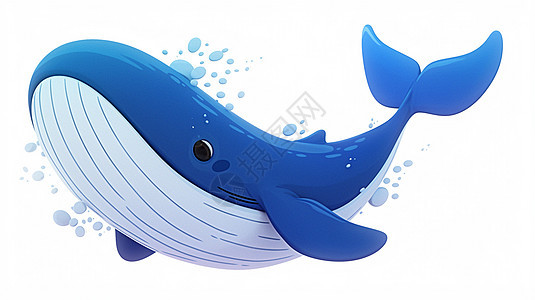 一头蓝色可爱的卡通鲸鱼图片