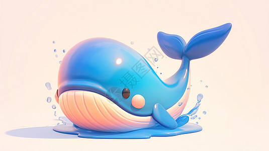 一头蓝色的卡通鲸鱼图片