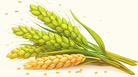 一簇丰收的卡通麦子背景图片