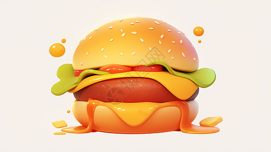 汉堡LOGO诱人美味的卡通汉堡插画