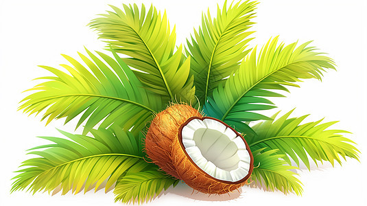 绿色清新的卡通椰子树图片