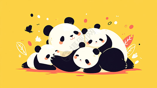 几只在一起玩耍的大熊猫图片