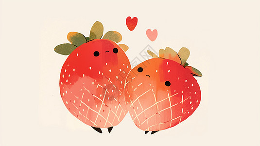 两个可爱的卡通草莓图片