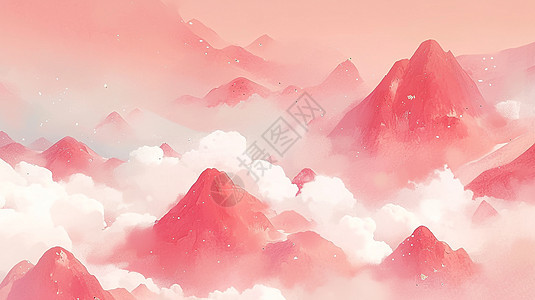 云雾间粉色唯美壮丽的山川图片