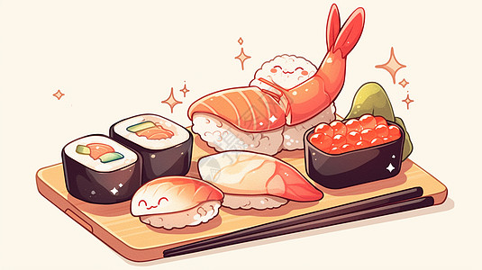 简约可爱的寿司图片