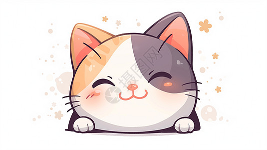 甜红红脸蛋微笑可爱的卡通小猫插画