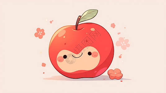 微笑的可爱卡通红苹果图片