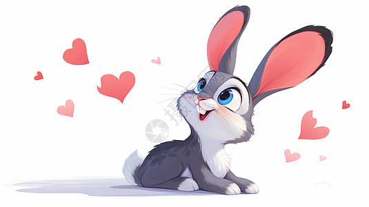 灰色可爱的卡通兔子图片