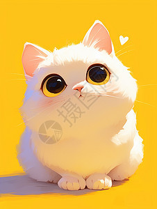 大眼睛呆萌可爱的卡通小白猫图片