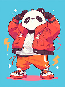 穿着运动装时尚的卡通大熊猫图片