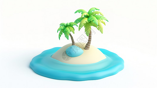 沙滩椰子树3D图标图片