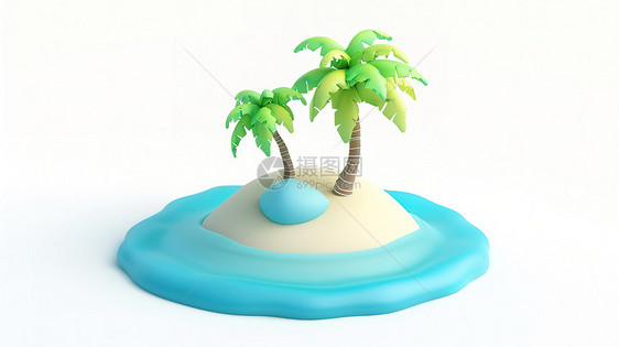 沙滩椰子树3D图标图片