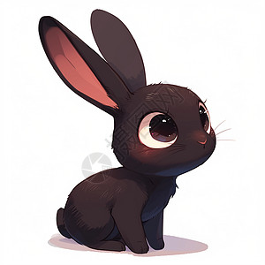长耳朵可爱的卡通黑兔子图片