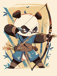 正在拉弓箭的卡通大熊猫图片