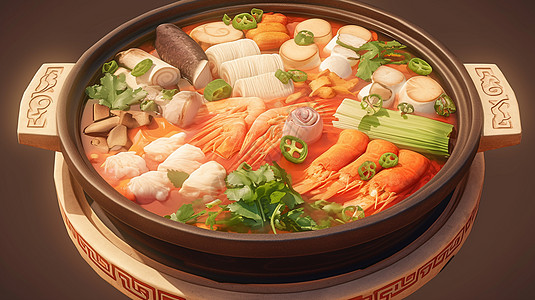 美味丰盛的海鲜火锅图片