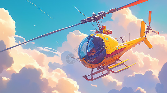 飞行的卡通直升机图片