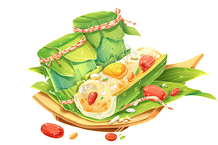 端午节粽子端午节美食竹筒粽子节日食物装饰插画