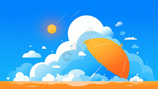 一把橙色可爱的卡通太阳伞图片