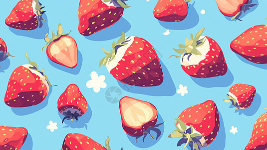 粉红色美味的卡通草莓背景图片