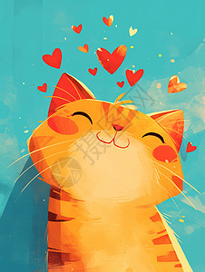 扁平风微笑的卡通橘猫图片