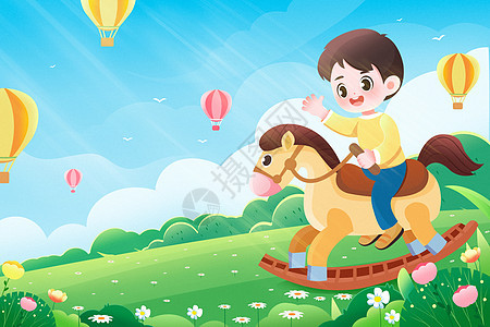 儿童节快乐儿童人物插画海报图片