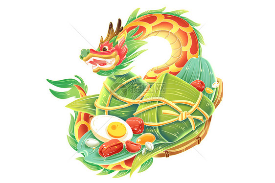 中国风端午节龙头和大粽子组合图片