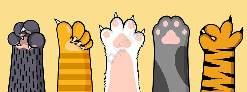 可爱猫咪爪子手势插画图片