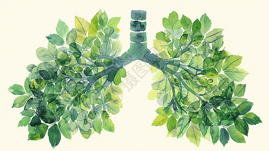 绿色树叶的肺部造型图片