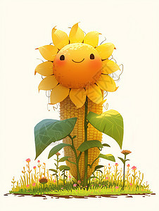 卡通玉米与太阳花图片