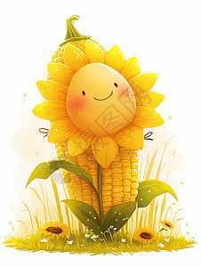 可爱卡通玉米与太阳花图片