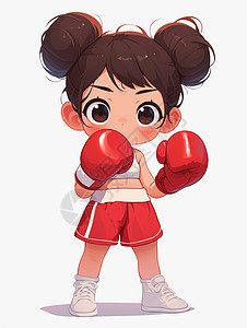 戴着拳击手套打拳击的卡通女孩图片