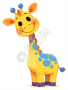 黄色呆萌可爱的卡通长颈鹿图片