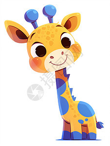 呆萌可爱的卡通长颈鹿背景图片