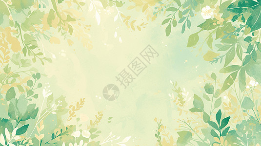 茂密嫩绿色卡通叶子背景图片