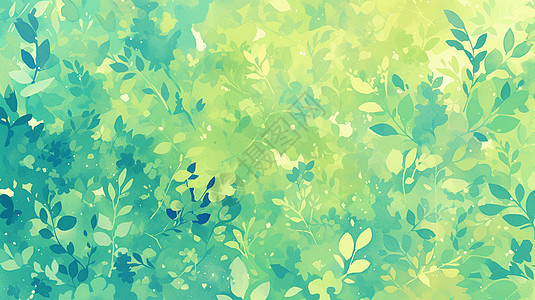 嫩绿色卡通叶子背景图片
