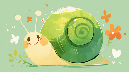 绿色可爱卡通绿色小蜗牛图片