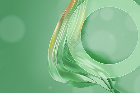 透明玻璃清新绿色流体背景图片