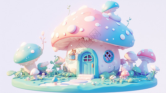 可爱梦幻唯美的蘑菇屋图片