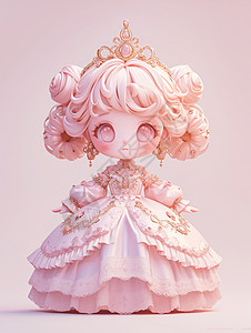 粉色头发穿着公主裙的卡通小公主图片